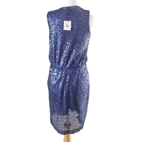 💥NWT💥 CALVIN KLEIN BLUE SEQUIN COCKTAIL DRESS SZ XS RV $139 - Picture 4 of 7